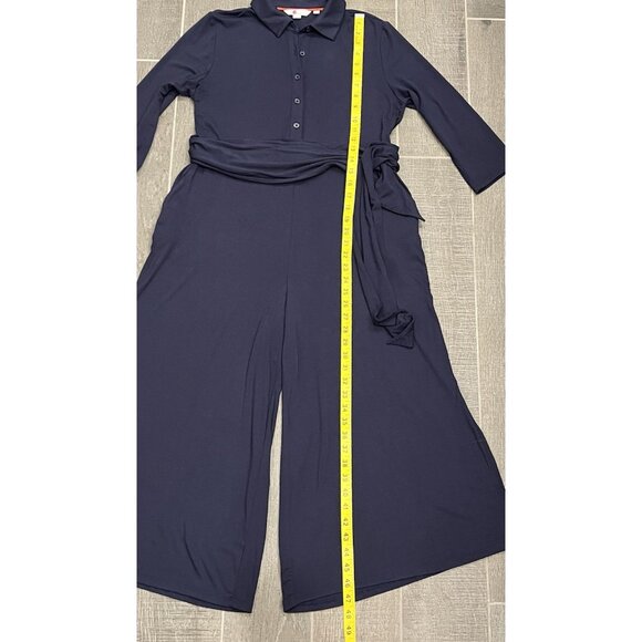 BODEN Beatrice Jersey Jumpsuit Size 8P Navy pockets Stretch Long Sleeves Belt - Picture 8 of 16